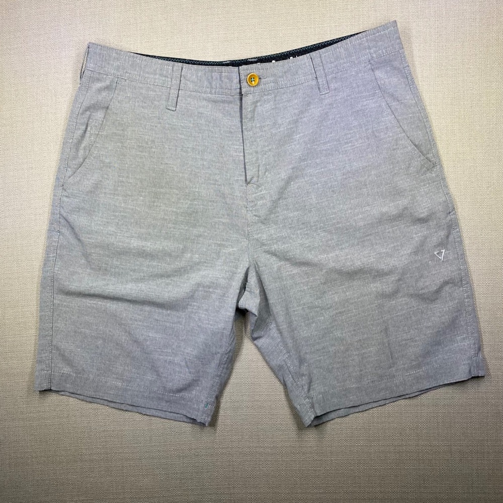 Vissla Mens Grey Hybrid Walkshorts Upscaled Poly Cotton Stretch Board Shorts 36